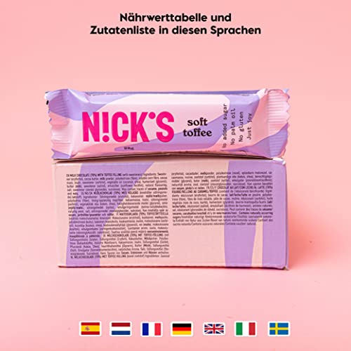NICKS Keto Riegel Soft Toffee – Schokolade Karamell Snacks, 110 Kalorien, glutenfrei, perfekt für Low Carb Diät!