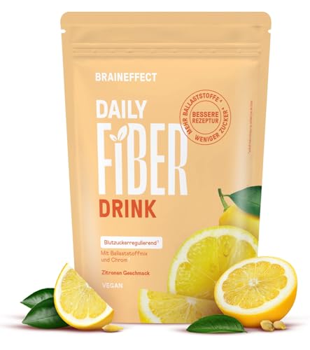 BRAINEFFECT DAILY FIBER - Ballaststoffgetränk für optimale Verdauung & Appetit - Zuckerfrei mit 9 Quellen & Vitaminen -