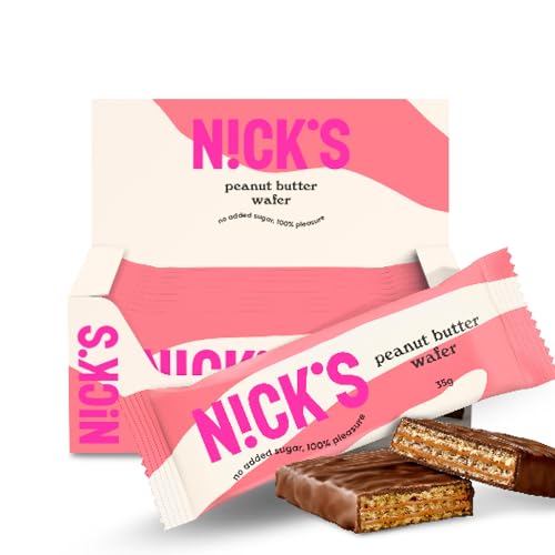 NICKS Riegel Schokolade Wafer – Glutenfreie Low Carb Waffeln für zuckerfreie Snacks, 165 Kalorien pro Riegel (24 x 35g)