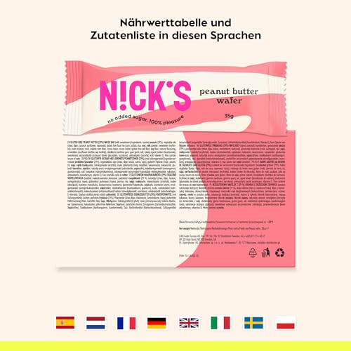 NICKS Riegel Schokolade Wafer – Glutenfreie Low Carb Waffeln für zuckerfreie Snacks, 165 Kalorien pro Riegel (24 x 35g)