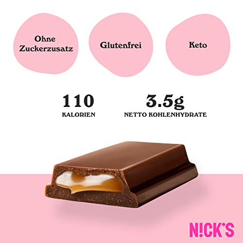 NICKS Keto Riegel Soft Toffee – Schokolade Karamell Snacks, 110 Kalorien, glutenfrei, perfekt für Low Carb Diät!