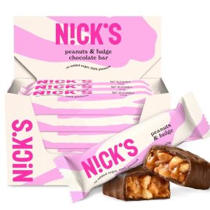 NICKS Keto Riegel Erdnüsse & Karamell - Schokoladensnack für Low Carb Genießer, glutenfrei, ideal für unterwegs (15x40g)