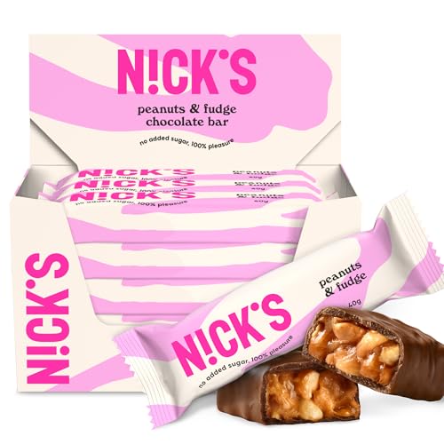 NICKS Keto Riegel Crunchy Caramel – Zuckerfreie Schokoladen-Mandel Snacks für Diabetiker & Low Carb Genuss (21x28g)