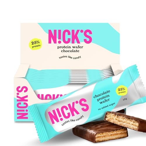 NICKS Riegel Schokolade Wafer – Glutenfreie Low Carb Waffeln für zuckerfreie Snacks, 165 Kalorien pro Riegel (24 x 35g)
