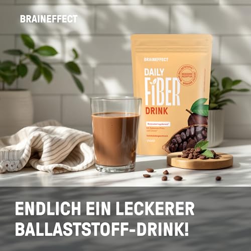 BRAINEFFECT DAILY FIBER - Ballaststoffgetränk für optimale Verdauung & Appetit - Zuckerfrei mit 9 Quellen & Vitaminen -