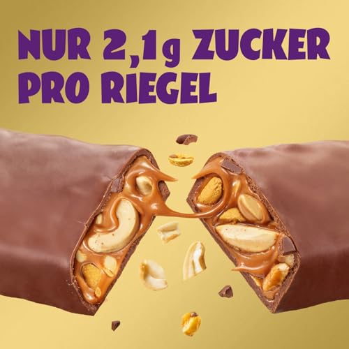 ahead Haselnuss Karamell Schokoriegel | 12x 35g ohne Zuckerzusatz | Knusprige Low Carb Süßigkeit für diätbewusste Genuss