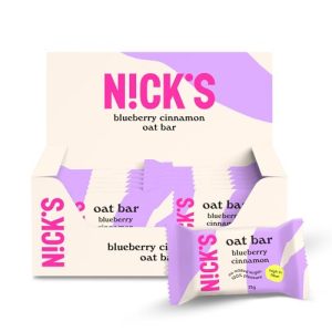 NICKS Veganer Haferriegel ohne Zuckerzusatz, Blaubeer-Zimt Snack für gesunde Pausen (12 x 35g)