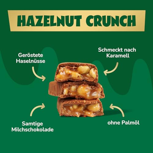 ahead Haselnuss Karamell Schokoriegel | 12x 35g ohne Zuckerzusatz | Knusprige Low Carb Süßigkeit für diätbewusste Genuss