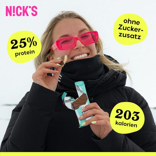 NICKS Riegel Schokolade Wafer – Glutenfreie Low Carb Waffeln für zuckerfreie Snacks, 165 Kalorien pro Riegel (24 x 35g)