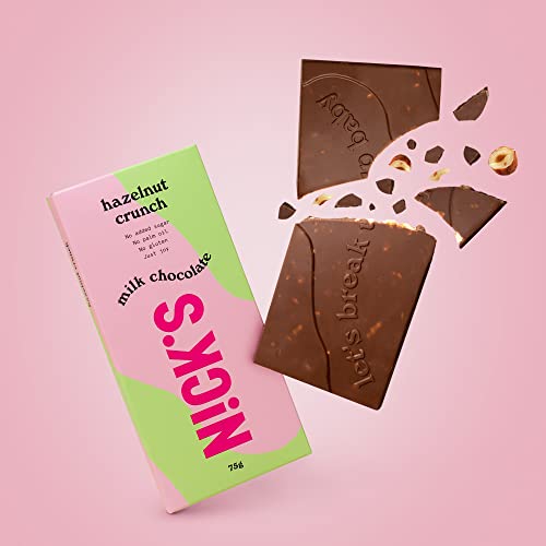 NICKS Milchschokolade Caramel Crunch – Zuckerfrei, Glutenfrei, Low Carb für gesunden Genuss zu Hause (3x75g)