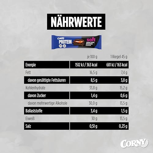 Corny Protein Riegel - Weiche Haselnuss-Nougat-Variante mit 30% Protein - Perfekt für Fitness und Snack zwischendurch!