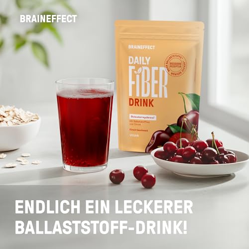 BRAINEFFECT DAILY FIBER - Ballaststoffgetränk für optimale Verdauung & Appetit - Zuckerfrei mit 9 Quellen & Vitaminen -