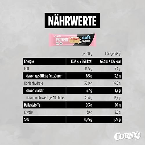 Corny Protein Riegel - Weiche Haselnuss-Nougat-Variante mit 30% Protein - Perfekt für Fitness und Snack zwischendurch!