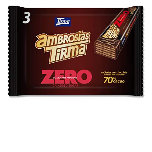 Tirma Waffeln dunkle Schokolade 70% Kakao | Zuckerfrei | Ideal für Keto & Diabetiker | 3 Stück Multipack