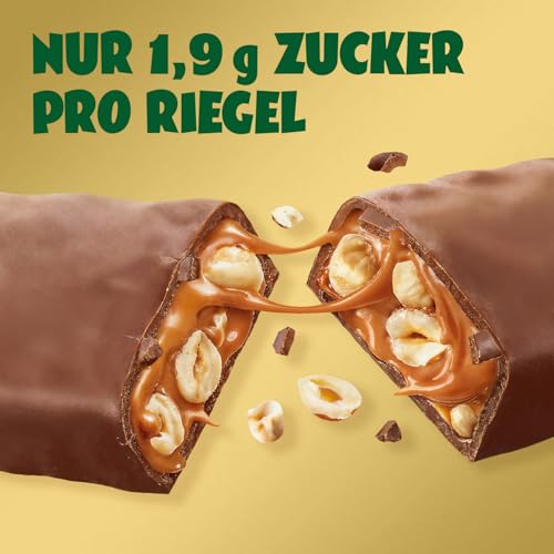 ahead Haselnuss Karamell Schokoriegel | 12x 35g ohne Zuckerzusatz | Knusprige Low Carb Süßigkeit für diätbewusste Genuss