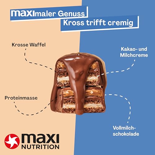 MaxiNutrition Protein Waffelriegel mit Milch & Kokosnuss - 22% Eiweiß, zuckerfrei, ideal für Sportler, 12er Pack