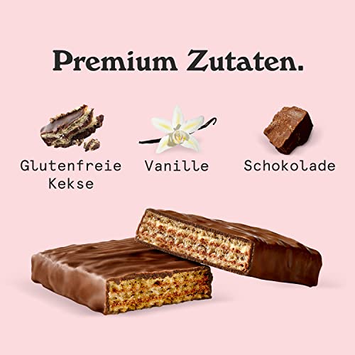 NICKS Riegel Schokolade Wafer – Glutenfreie Low Carb Waffeln für zuckerfreie Snacks, 165 Kalorien pro Riegel (24 x 35g)