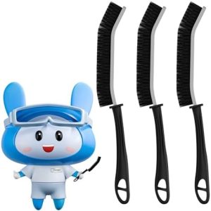 Hartborsten Fugenbürste für Bad & Fliesen - Ergonomische 15° Bürste für Ecken und Ritzen, Schwarz