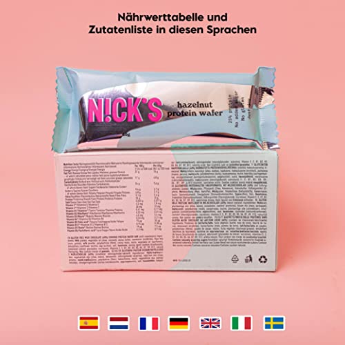 NICKS Riegel Schokolade Wafer – Glutenfreie Low Carb Waffeln für zuckerfreie Snacks, 165 Kalorien pro Riegel (24 x 35g)