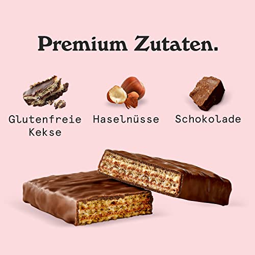NICKS Riegel Schokolade Wafer – Glutenfreie Low Carb Waffeln für zuckerfreie Snacks, 165 Kalorien pro Riegel (24 x 35g)