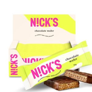 NICKS Riegel Schokolade Wafer – Leckere Low Carb Waffel Kekse für glutenfreie Snacks, 9 x 35g