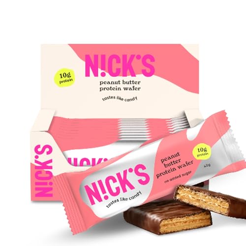 NICKS Riegel Schokolade Wafer – Glutenfreie Low Carb Waffeln für zuckerfreie Snacks, 165 Kalorien pro Riegel (24 x 35g)