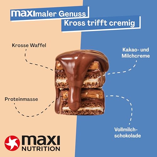 MaxiNutrition Protein Waffelriegel mit Milch & Kokosnuss - 22% Eiweiß, zuckerfrei, ideal für Sportler, 12er Pack