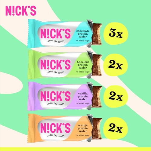 NICKS Riegel Schokolade Wafer – Glutenfreie Low Carb Waffeln für zuckerfreie Snacks, 165 Kalorien pro Riegel (24 x 35g)