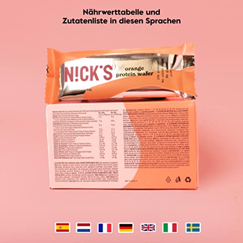 NICKS Riegel Schokolade Wafer – Glutenfreie Low Carb Waffeln für zuckerfreie Snacks, 165 Kalorien pro Riegel (24 x 35g)