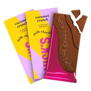 NICKS Milchschokolade Caramel Crunch – Zuckerfrei, Glutenfrei, Low Carb für gesunden Genuss zu Hause (3x75g)