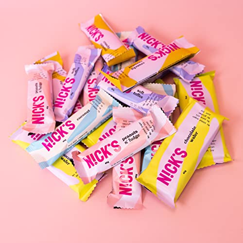 NICKS Keto Riegel Crunchy Caramel – Zuckerfreie Schokoladen-Mandel Snacks für Diabetiker & Low Carb Genuss (21x28g)