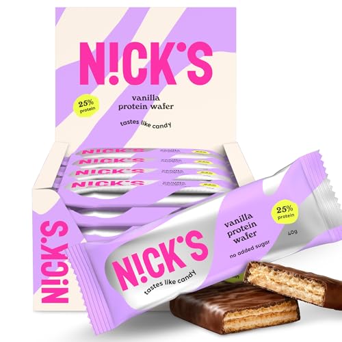 NICKS Riegel Schokolade Wafer – Glutenfreie Low Carb Waffeln für zuckerfreie Snacks, 165 Kalorien pro Riegel (24 x 35g)