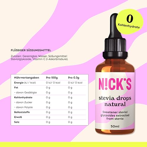 NICKS Stevia Flüssig Flavour Drops Karamell - Kalorienfreie Süßigkeit für Keto & Low Carb Genuss!