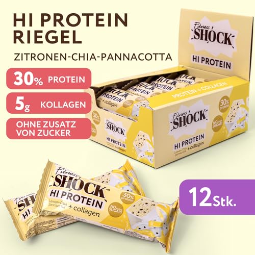 FitnesSHOCK High Proteinriegel Set – 20g Proteingehalt, zuckerfrei, kalorienarm, Pistazien-Kuchen Geschmack, ideal für F