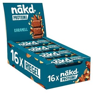 Nākd. Protein Riegel Karamell | 7g Pflanzliches Protein | 100% Natürlich | Vegan Snack für unterwegs | 16 x 45g