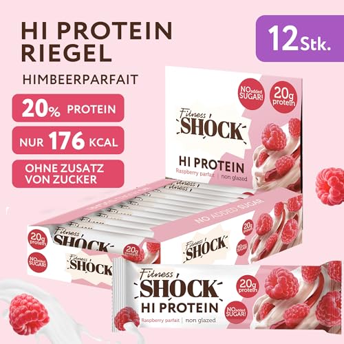 FitnesSHOCK High Proteinriegel Set – 20g Proteingehalt, zuckerfrei, kalorienarm, Pistazien-Kuchen Geschmack, ideal für F