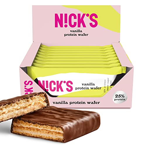 NICKS Riegel Schokolade Wafer – Glutenfreie Low Carb Waffeln für zuckerfreie Snacks, 165 Kalorien pro Riegel (24 x 35g)