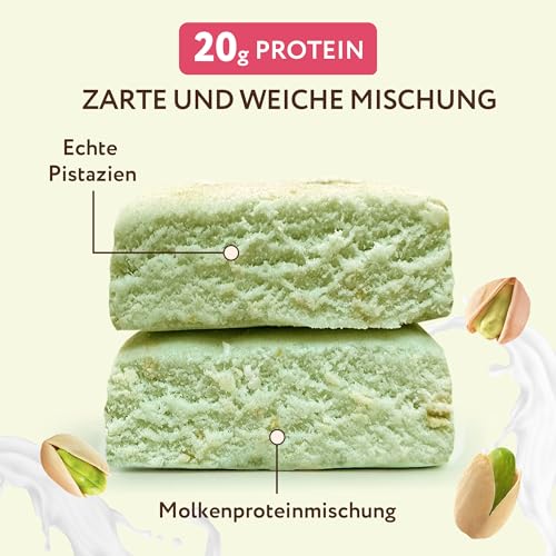 FitnesSHOCK High Proteinriegel Set – 20g Proteingehalt, zuckerfrei, kalorienarm, Pistazien-Kuchen Geschmack, ideal für F