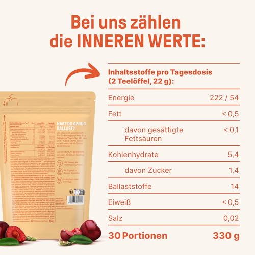 BRAINEFFECT DAILY FIBER - Ballaststoffgetränk für optimale Verdauung & Appetit - Zuckerfrei mit 9 Quellen & Vitaminen -