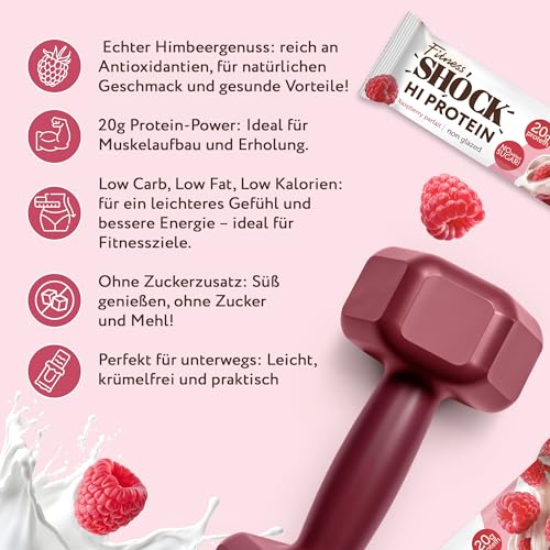 FitnesSHOCK High Proteinriegel Set – 20g Proteingehalt, zuckerfrei, kalorienarm, Pistazien-Kuchen Geschmack, ideal für F
