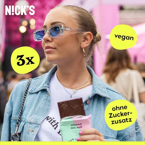 NICKS Milchschokolade Caramel Crunch – Zuckerfrei, Glutenfrei, Low Carb für gesunden Genuss zu Hause (3x75g)