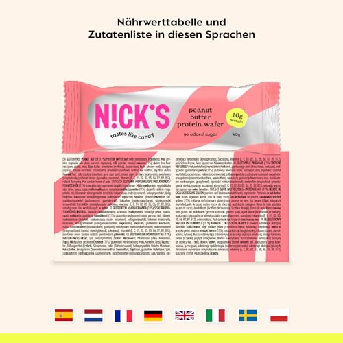 NICKS Riegel Schokolade Wafer – Glutenfreie Low Carb Waffeln für zuckerfreie Snacks, 165 Kalorien pro Riegel (24 x 35g)