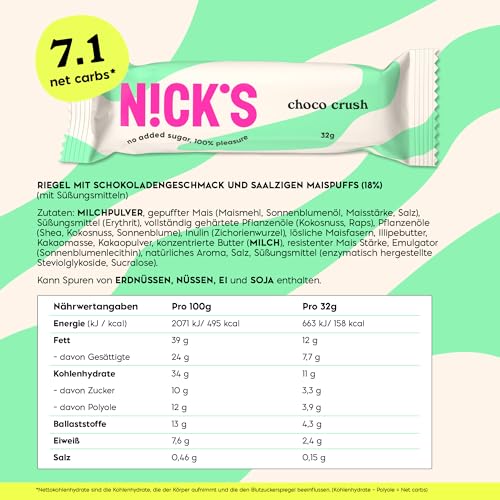 NICKS Keto Riegel Soft Toffee – Schokolade Karamell Snacks, 110 Kalorien, glutenfrei, perfekt für Low Carb Diät!