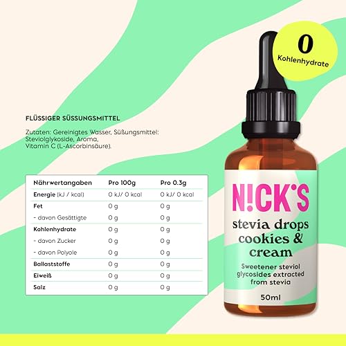 NICKS Stevia Flüssig Flavour Drops Karamell - Kalorienfreie Süßigkeit für Keto & Low Carb Genuss!