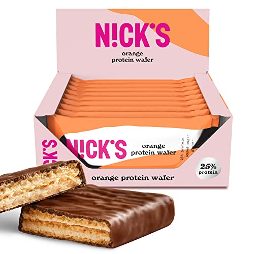 NICKS Riegel Schokolade Wafer – Glutenfreie Low Carb Waffeln für zuckerfreie Snacks, 165 Kalorien pro Riegel (24 x 35g)