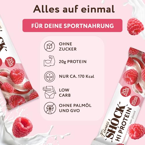 FitnesSHOCK High Proteinriegel Set – 20g Proteingehalt, zuckerfrei, kalorienarm, Pistazien-Kuchen Geschmack, ideal für F