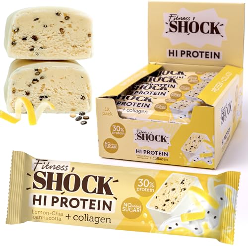 FitnesSHOCK High Proteinriegel Set – 20g Proteingehalt, zuckerfrei, kalorienarm, Pistazien-Kuchen Geschmack, ideal für F