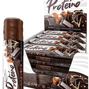 IronMaxx Proteino Proteinriegel 12x30g - Double Dark Chocolate | Hochwertiger Fitness Snack mit cremiger Waffelfüllung |