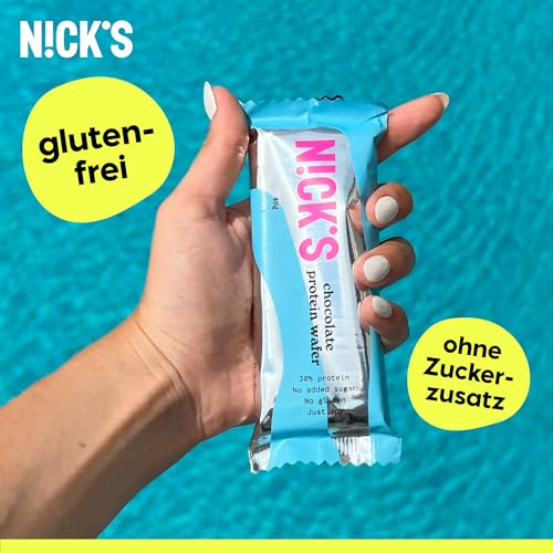 NICKS Riegel Schokolade Wafer – Glutenfreie Low Carb Waffeln für zuckerfreie Snacks, 165 Kalorien pro Riegel (24 x 35g)
