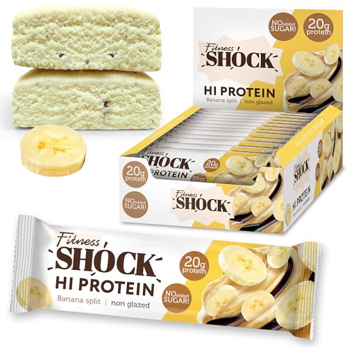 FitnesSHOCK High Proteinriegel Set – 20g Proteingehalt, zuckerfrei, kalorienarm, Pistazien-Kuchen Geschmack, ideal für F